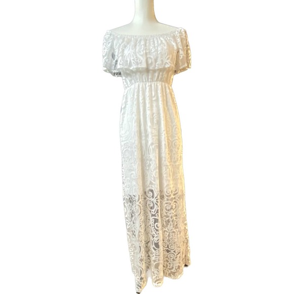 Soma Dresses & Skirts - Soma, Maxi Dress, Women's White Burnout Lace Off-Shoulder, Size M